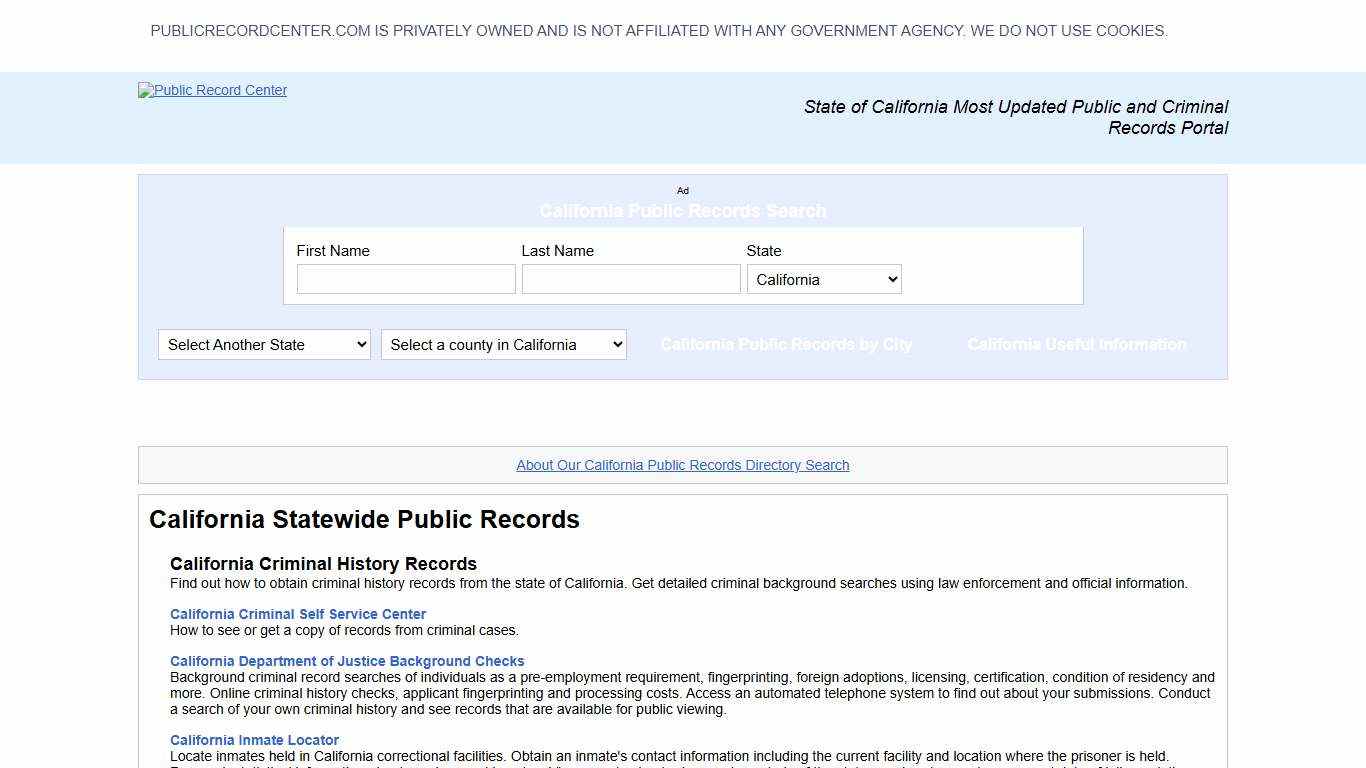 California Free Public Records, Criminal Records And Background Checks